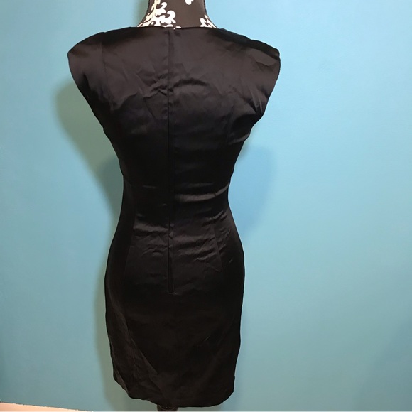 Calvin Klein * Bodycon Black Satin Formal Cocktail Dress GUC Woman’s Petite 4P 4 - Picture 4 of 10
